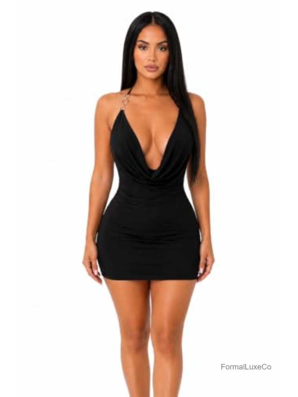 Sleeveless Bodycon Mini Dress V-Neck Open Back Club Party